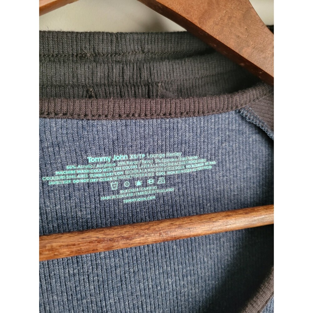 Tommy John Lounge Henley  Medium Blue Black Maroon Thermal/cotton Jogger Set XS - Picture 2 of 8